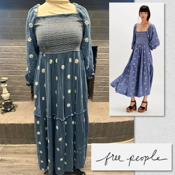 Free People | Dresses | Free People Dahlia Embroidered Maxi Dress | Poshmark